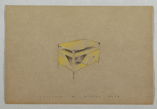 Drawing, Side table with shelves a