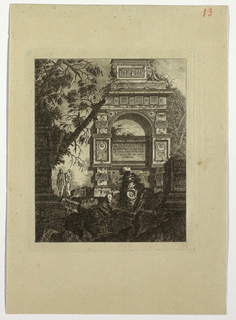 Print, Frontispiece, vasi invention, from "Collection de divers sujets de vases, tombeaux, ruines et fontaines, utile aux artistes..."