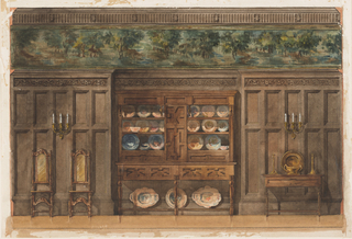 Drawing, Side elevation of a dining room