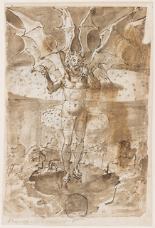 Drawing, Lucifer Appearing to Dante and Virgil in Hell