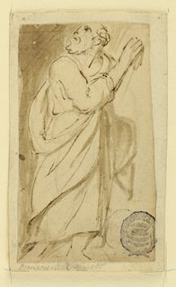 Drawing, Page of a drawing book; Elderly man in classical attire