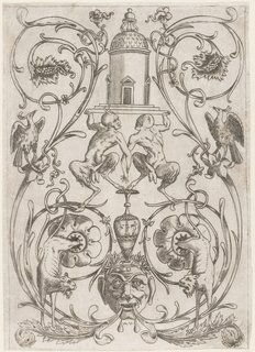 Print, Grotesque Ornament with Satyrs, from a set of twenty ornament panels