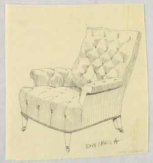 Drawing, Design for Stuffed Chair, Rocker, and Arm Chair (easy chair)