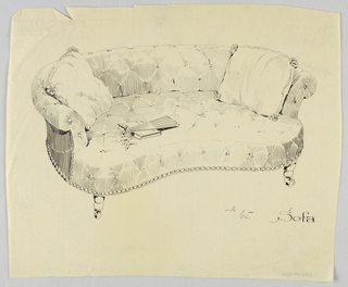 Drawing, Design for Stuffed Sofa/Hall Seat