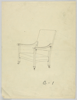 Drawing, Design for Stuffed Chair, Rocker, and Arm Chair (easy chair)