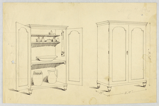 Drawing, Designs for Wardrobes, Washstands, & Somno (Night Tables)