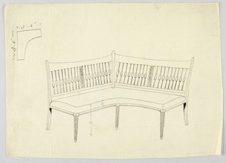 Drawing, Design for Stuffed Sofa/Hall Seat