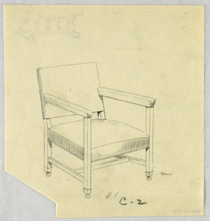 Drawing, Design for Stuffed Chair, Rocker, and Arm Chair (easy chair)