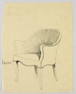 Drawing, Design for Stuffed Chair, Rocker, and Arm Chair (easy chair)