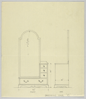 Drawing, Design for Mirror & Piano Bench