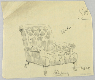 Drawing, Design for Stuffed Chair, Rocker, and Arm Chair (easy chair)