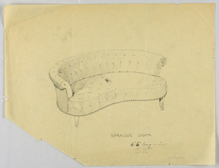 Drawing, Design for Stuffed Sofa/Hall Seat