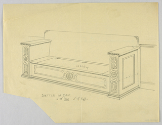 Drawing, Design for Stuffed Sofa/Hall Seat