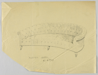 Drawing, Design for Stuffed Sofa/Hall Seat