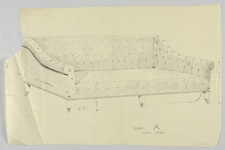 Drawing, Design for Stuffed Sofa/Hall Seat