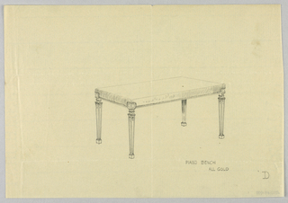 Drawing, Design for Mirror & Piano Bench
