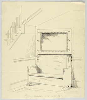 Drawing, Design for Stuffed Sofa/Hall Seat