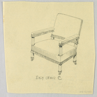 Drawing, Design for Stuffed Chair, Rocker, and Arm Chair (easy chair)