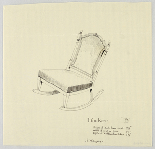 Drawing, Design for Stuffed Chair, Rocker, and Arm Chair (easy chair)