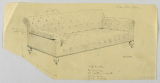Drawing, Design for Stuffed Sofa/Hall Seat