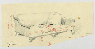Drawing, Design for Stuffed Sofa/Hall Seat