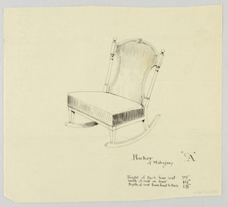 Drawing, Design for Stuffed Chair, Rocker, and Arm Chair (easy chair)