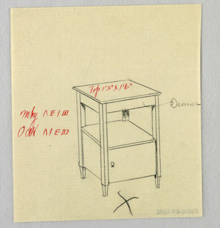 Drawing, Designs for Wardrobes, Washstands, & Somno (Night Tables)