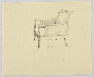 Drawing, Design for Stuffed Chair, Rocker, and Arm Chair (easy chair)