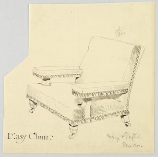 Drawing, Design for Stuffed Chair, Rocker, and Arm Chair (easy chair)