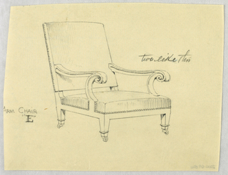 Drawing, Design for Stuffed Chair, Rocker, and Arm Chair (easy chair)