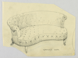 Drawing, Design for Stuffed Sofa/Hall Seat