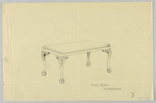 Drawing, Design for Mirror & Piano Bench