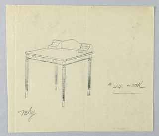 Drawing, Design for Writing Table #44 in Oak