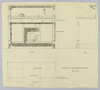 Drawing, Design for Sideboard of Mahogany and Inlay