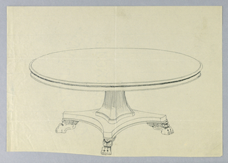 Drawing, Design for Round Dining Table on Winged Animal Paw Feet