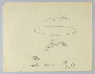 Drawing, Design for a Round Table on a Triangular Base