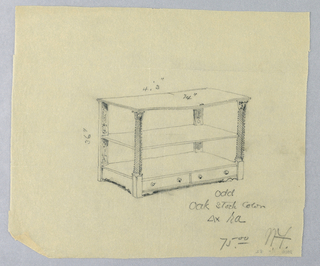 Drawing, Design for Serving Table with Two Upper Shelves
