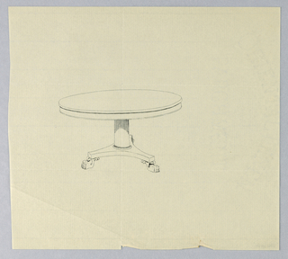 Drawing, Design for a Round Table on Triangular Base