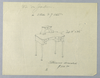 Drawing, Design for Decorated Writing Table "A" in Satinwood