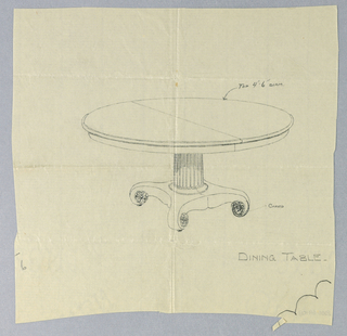 Drawing, Design for a Round Dining Table on Scrolled Feet