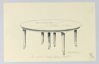 Drawing, Design for Six-Legged Round Dining Table