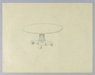 Drawing, Design for Round Dining Table on Scroll-Like Feet