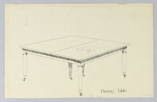 Drawing, Design for Six-Legged Rectangular Dining Table