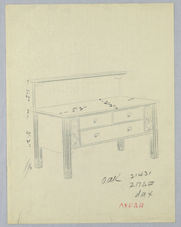 Drawing, Design for Rectangular Sideboard with Vases of Flowers
