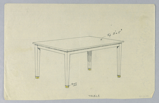 Drawing, Design for Four-Legged Rectangular Table