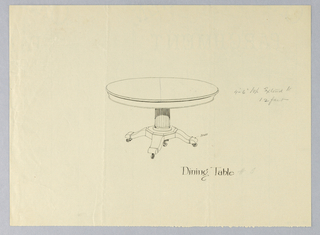Drawing, Design for Round Adjustable Dining Table on Octagonal Base