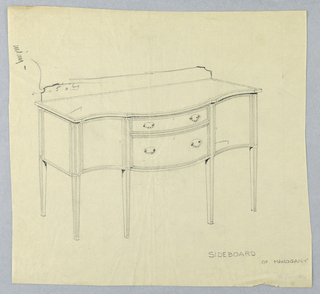 Drawing, Design for Sideboard of Mahogany with Serpentine Front