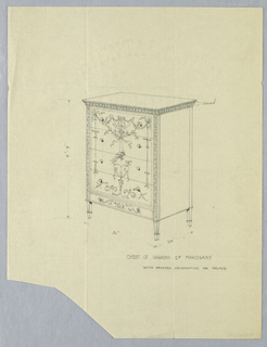 Drawing, Design for Chest of Drawers in Mahogany with Neo-Classical Motifs