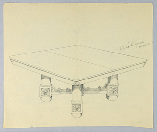 Drawing, Design for a Rectangular Dining Table on Bun-Feet