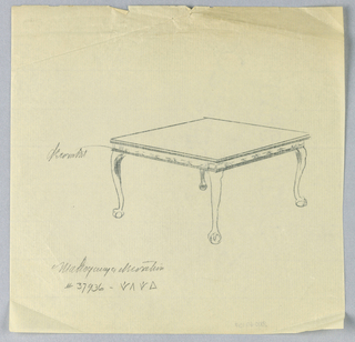 Drawing, Design for Rectangular Mahogany Table with Inlay Top